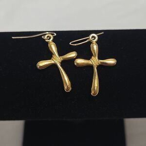 Gold Cross Earrings